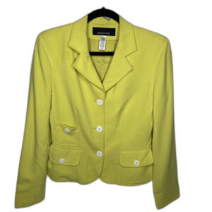 Jones New York Womens Yellow Blazer Lime Size 4 Office Wear Business Casual